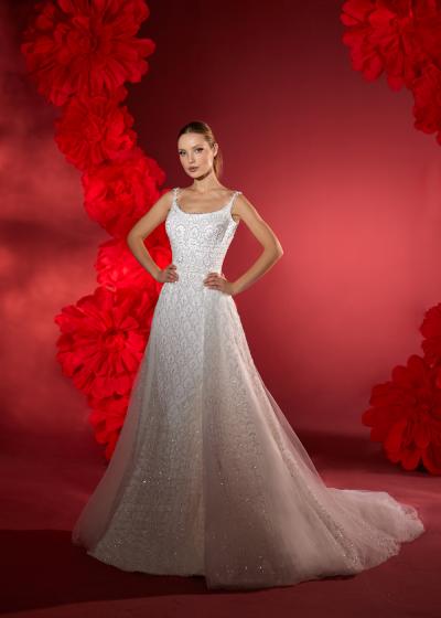 Havuz Yaka Askılı Demonte Kuyruklu komple İşlemeli Balık Gelinlik modeli Model 056