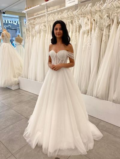 Yan Kol Detaylı Helen Gelinlik