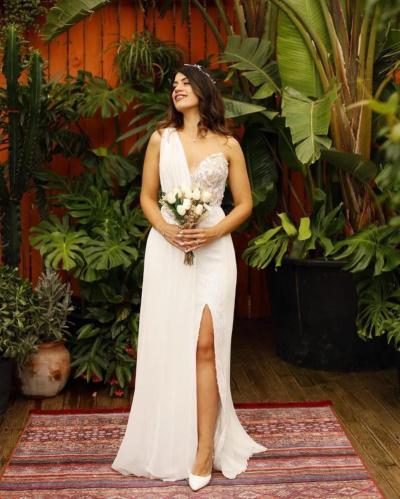 Yırtmaçlı Helen Gelinlik